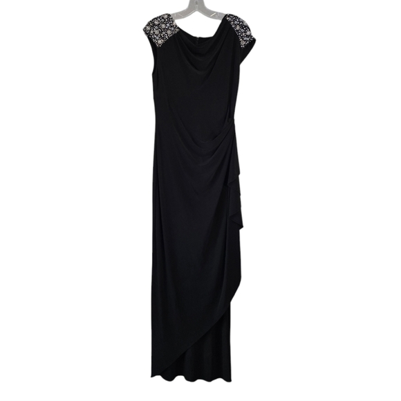 Alex Evening Womens Formal Wrap Style Dress With Crystal Shoulder In Size 4 - Picture 1 of 16